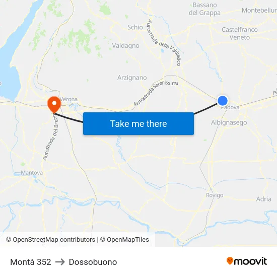 Montà 352 to Dossobuono map