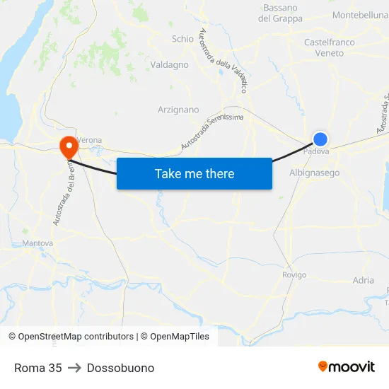 Roma 35 to Dossobuono map