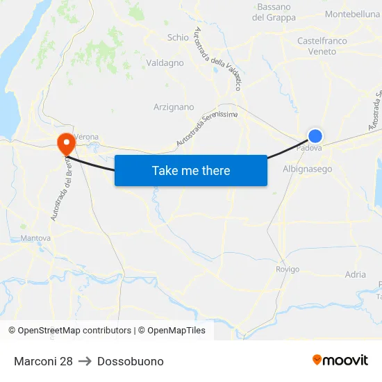Marconi 28 to Dossobuono map