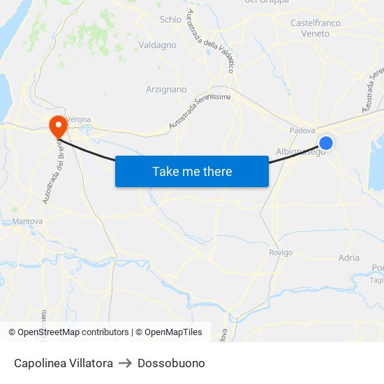 Capolinea Villatora to Dossobuono map