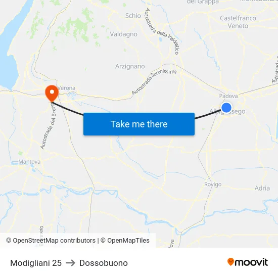 Modigliani 25 to Dossobuono map