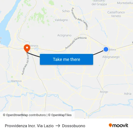 Provvidenza Intersection Via Lazio to Dossobuono map