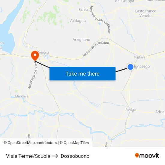 Terme Avenue/Schools to Dossobuono map