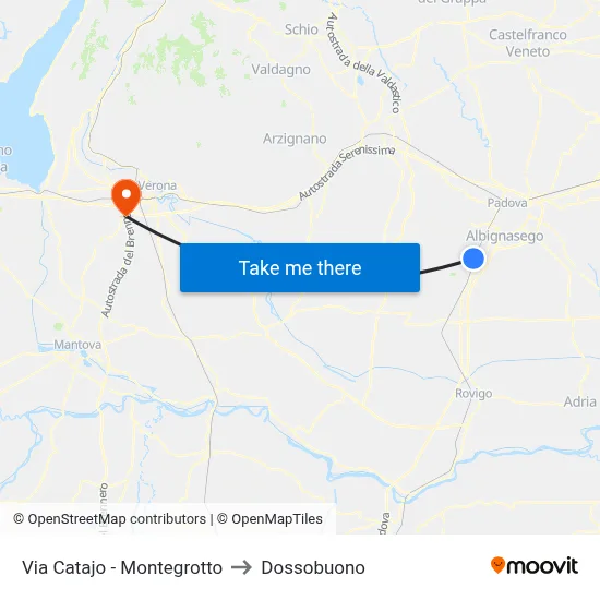 Catajo Street - Montegrotto to Dossobuono map