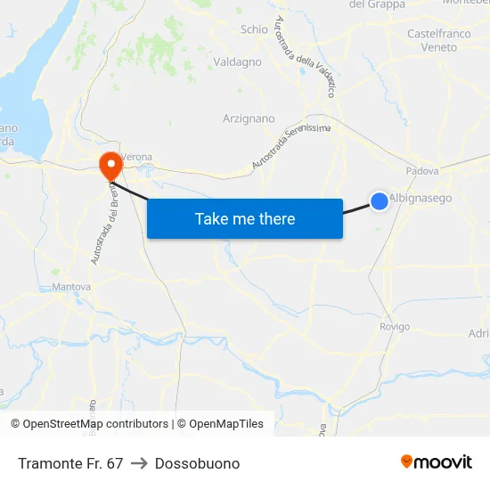 Tramonte Fr. 67 to Dossobuono map