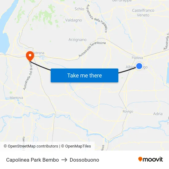 Capolinea Park Bembo to Dossobuono map