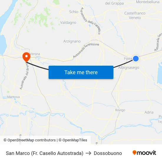 San Marco (Near Highway Toll) to Dossobuono map