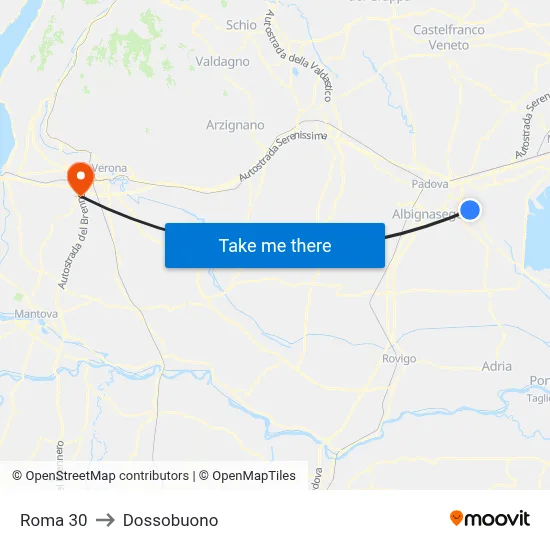 Roma 30 to Dossobuono map