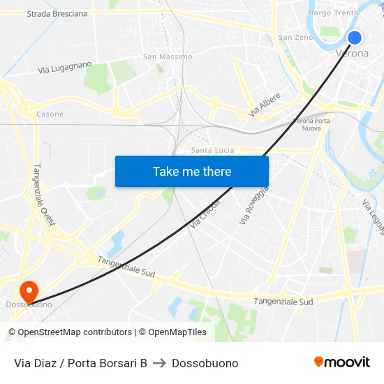 Via Diaz / Porta Borsari B to Dossobuono map