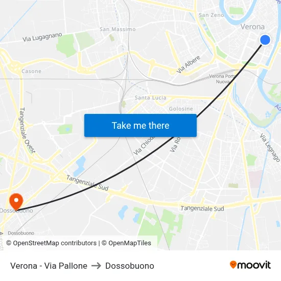 Verona - Via Pallone to Dossobuono map