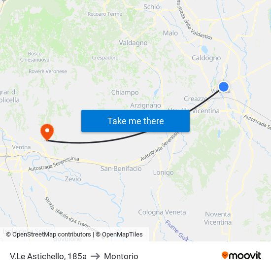 V.Le Astichello, 185a to Montorio map