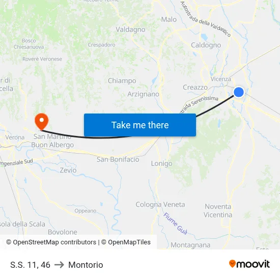 S.S. 11, 46 to Montorio map