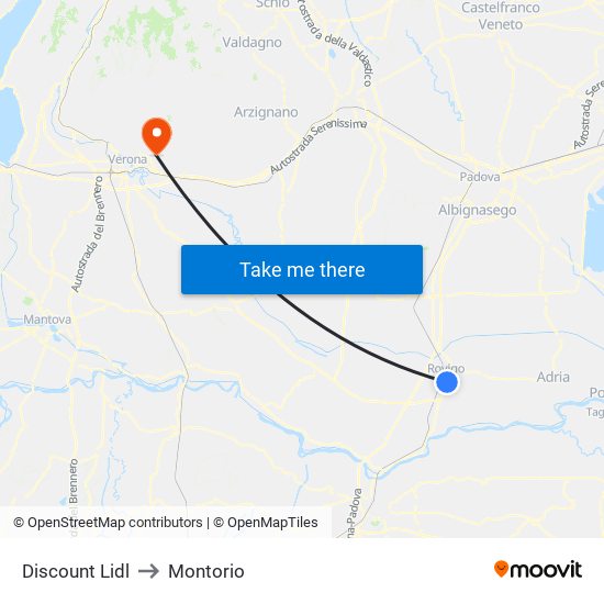 Discount Lidl to Montorio map