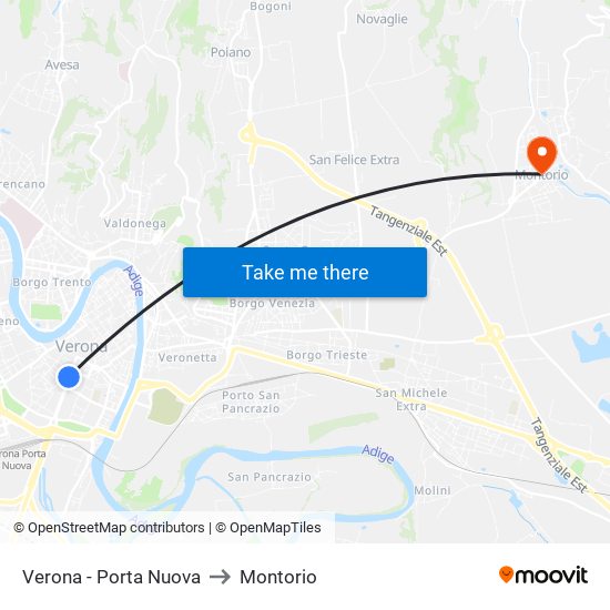 Verona - Porta Nuova to Montorio map