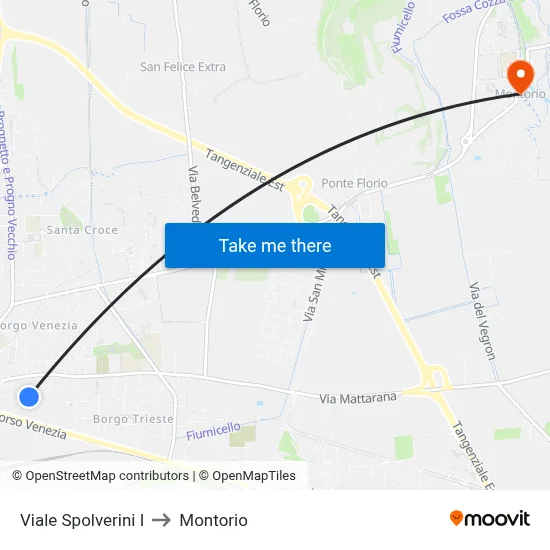 Viale Spolverini I to Montorio map