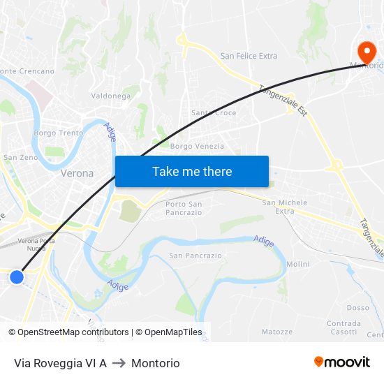 Via Roveggia VI A to Montorio map