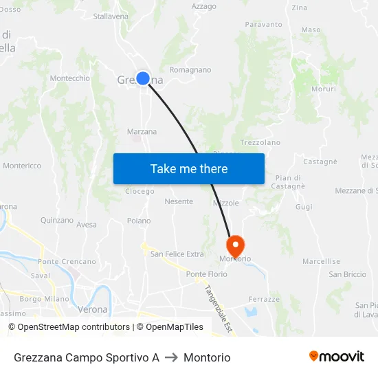Grezzana Campo Sportivo A to Montorio map