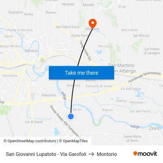 San Giovanni Lupatoto - Via Garofoli to Montorio map