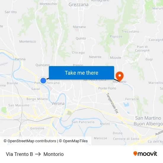 Trento Street B to Montorio map
