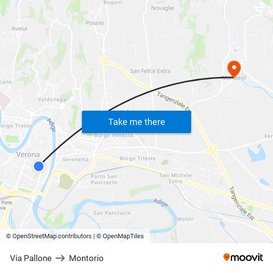Via Pallone to Montorio map
