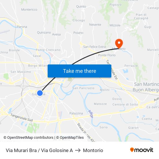 Via Murari Bra / Via Golosine A to Montorio map