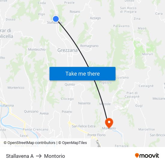 Stallavena A to Montorio map