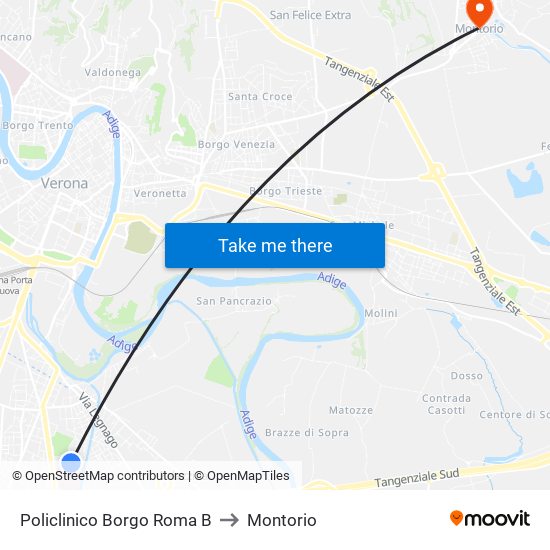 Policlinico Borgo Roma B to Montorio map