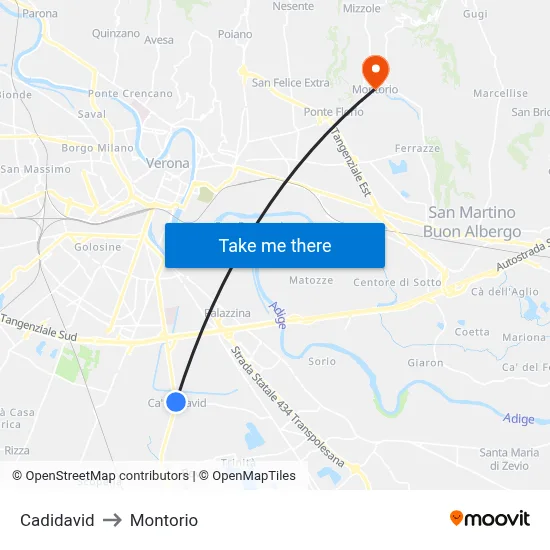 Cadidavid to Montorio map