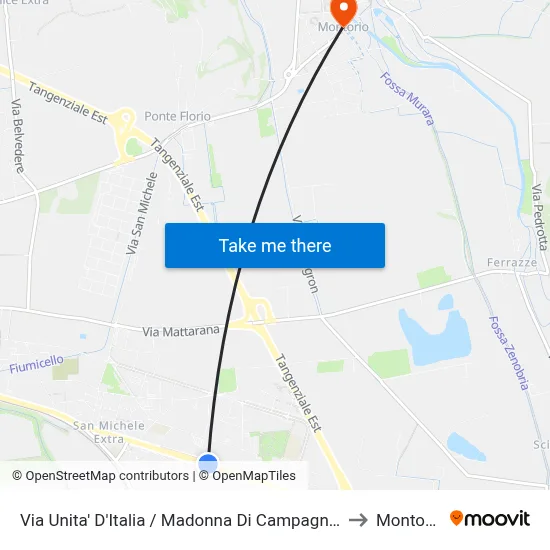 Unity of Italy Street / Madonna Di Campagna A to Montorio map