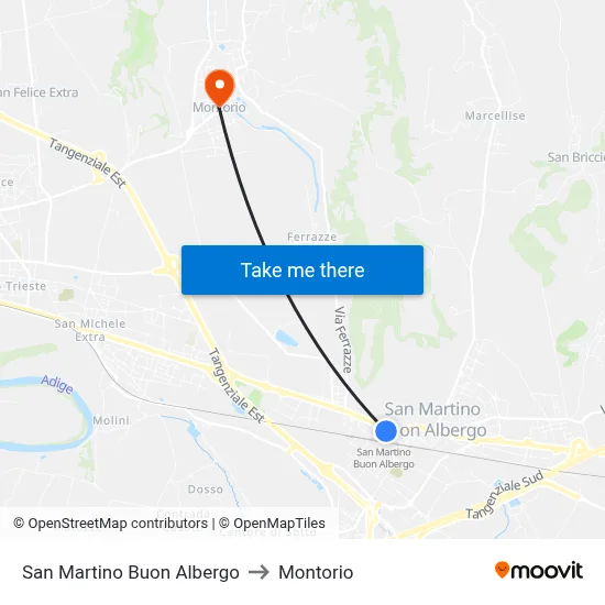 San Martino Buon Albergo to Montorio map