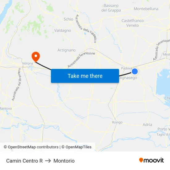Camin Center R to Montorio map