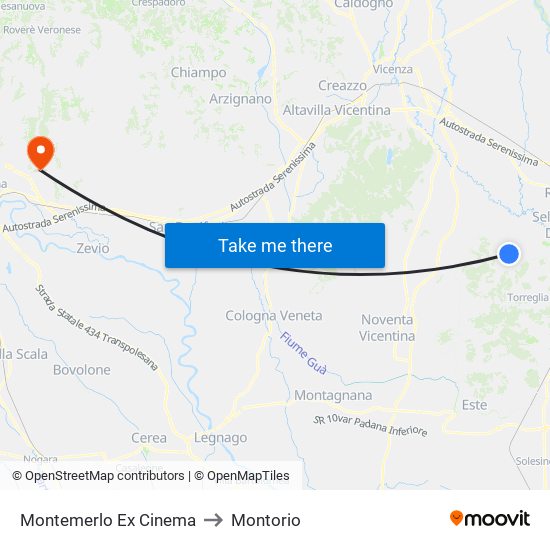 Montemerlo Ex Cinema to Montorio map