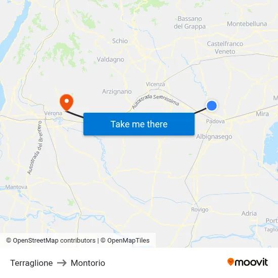 Terraglione to Montorio map