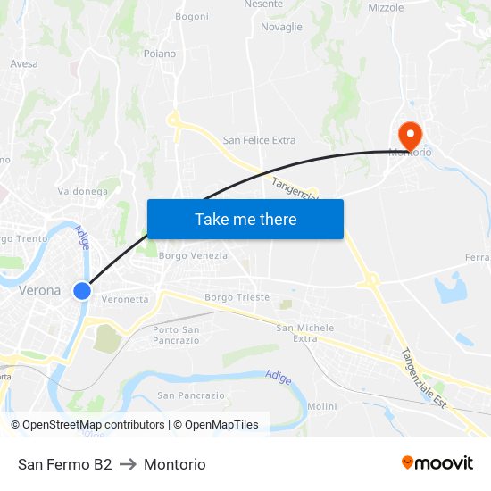 San Fermo B2 to Montorio map