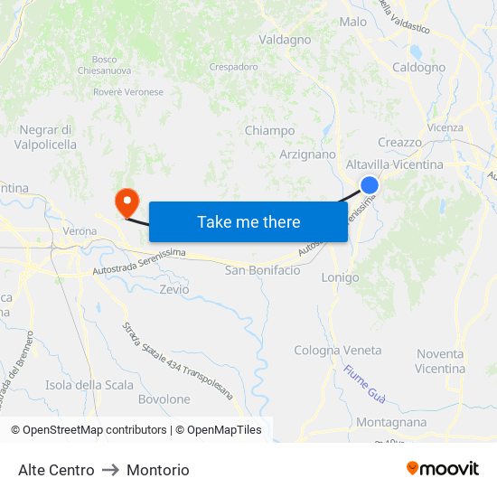 Alte Centro to Montorio map