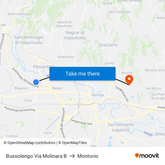 Bussolengo Via Molinara B to Montorio map