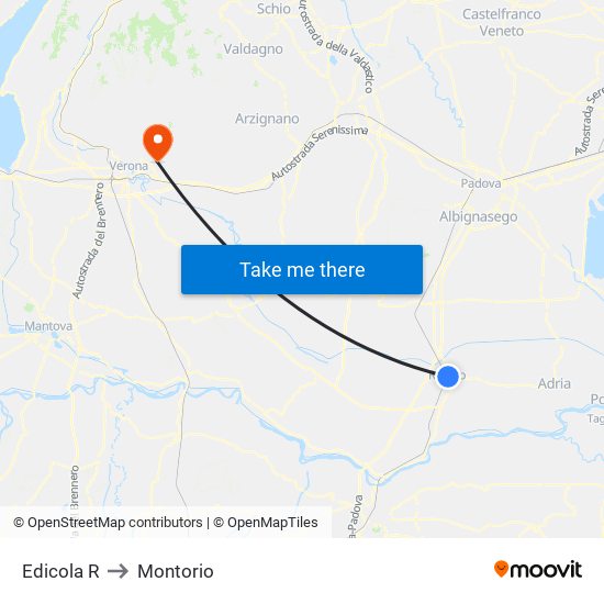 Edicola R to Montorio map