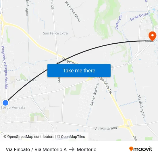 Fincato Street / Montorio Street A to Montorio map