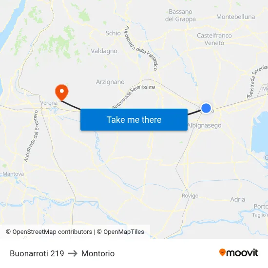 Buonarroti 219 to Montorio map