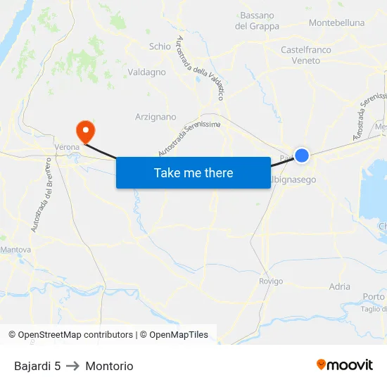 Bajardi 5 to Montorio map