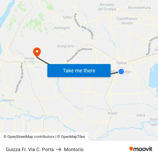 Guizza Area C. Porta Street to Montorio map