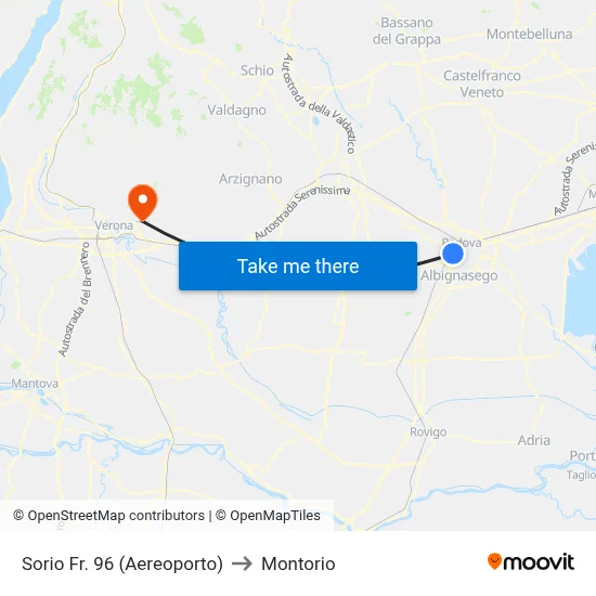 Sorio No. 96 (Airport) to Montorio map