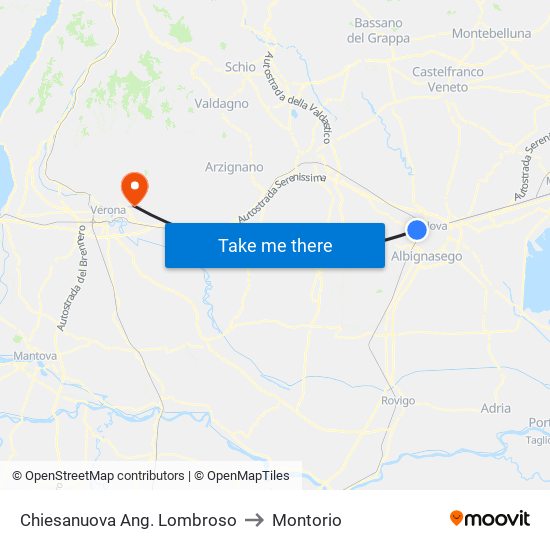 Chiesanuova Ang. Lombroso to Montorio map
