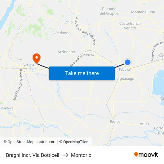 Bragni Botticelli Street Junction to Montorio map