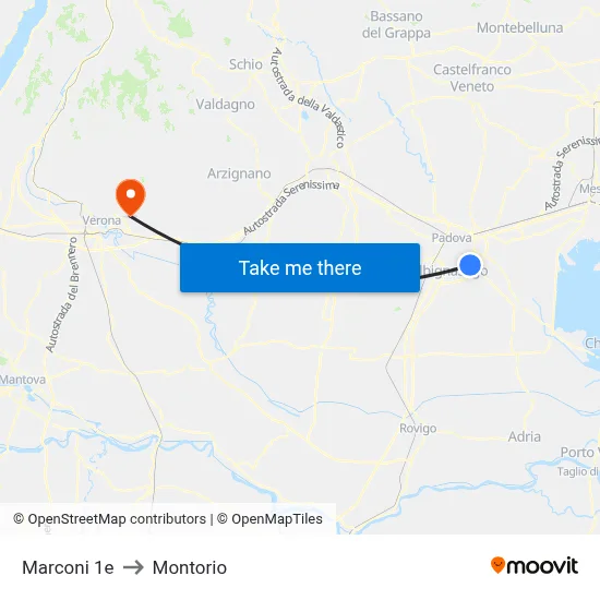 Marconi 1e to Montorio map