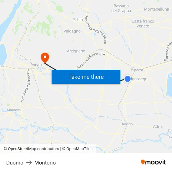 Duomo to Montorio map