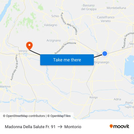 Madonna Della Salute Fr. 91 to Montorio map