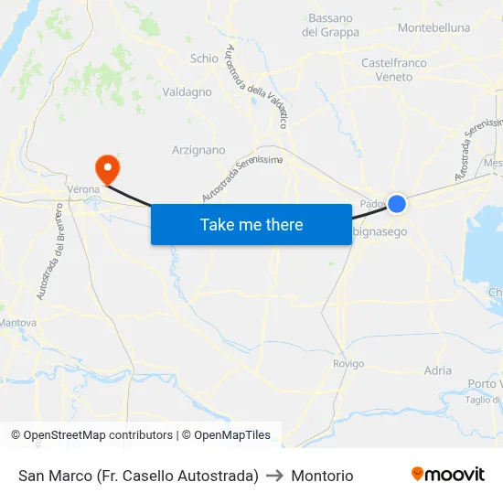 San Marco (Near Highway Toll) to Montorio map