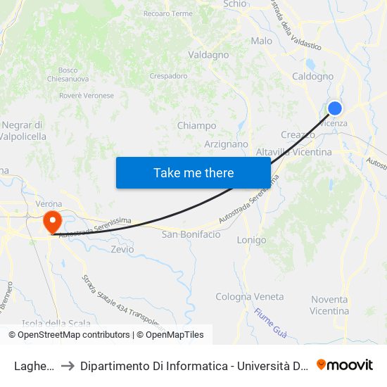 Laghetto to Dipartimento Di Informatica - Università Di Verona map