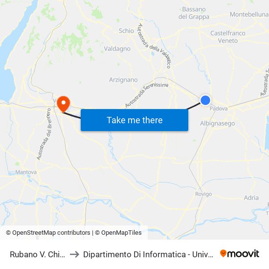 Rubano V. Chiusure R to Dipartimento Di Informatica - Università Di Verona map
